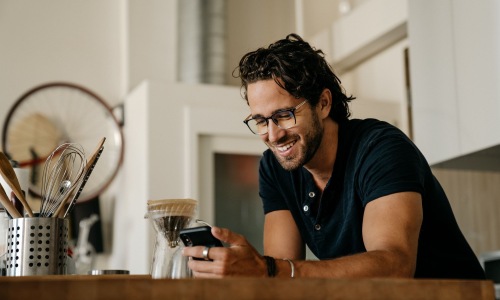 a man holding a phone